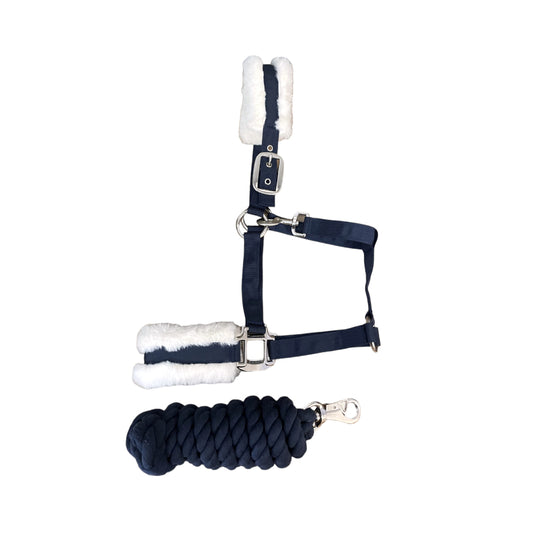 Royal Blue Fleece Lined Headstall and Lead Rope